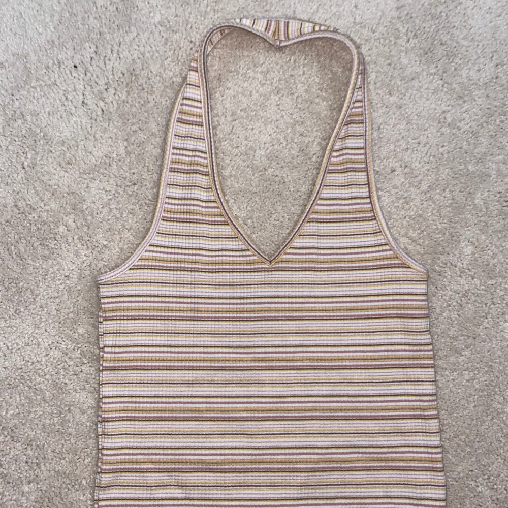 American Eagle striped halter-neck crop top